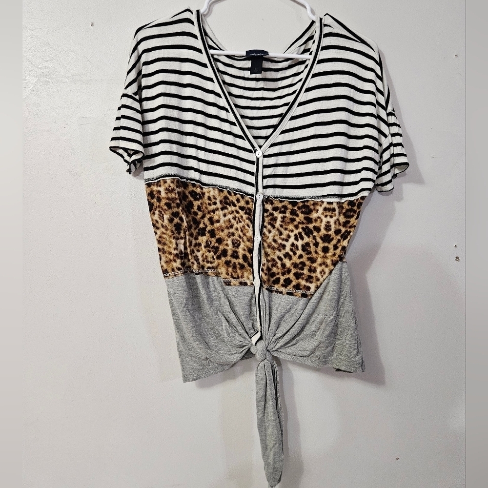 Daytrip Multi Design Short Sleeve Tie Front Tee!